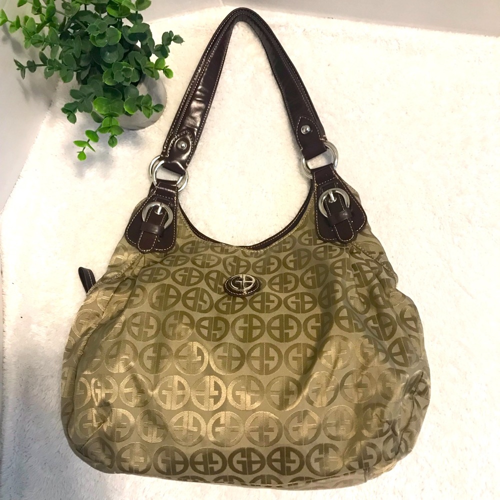 Giani Bernini tan / brown purse handbag shoulder triple compartment bag